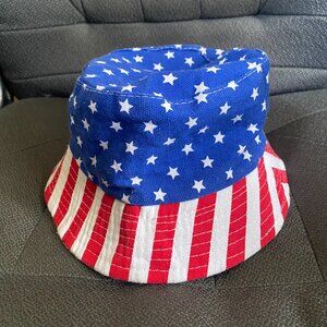 Red White Blue, American Flag Bucket Hat with USA Stars and Stripes motif